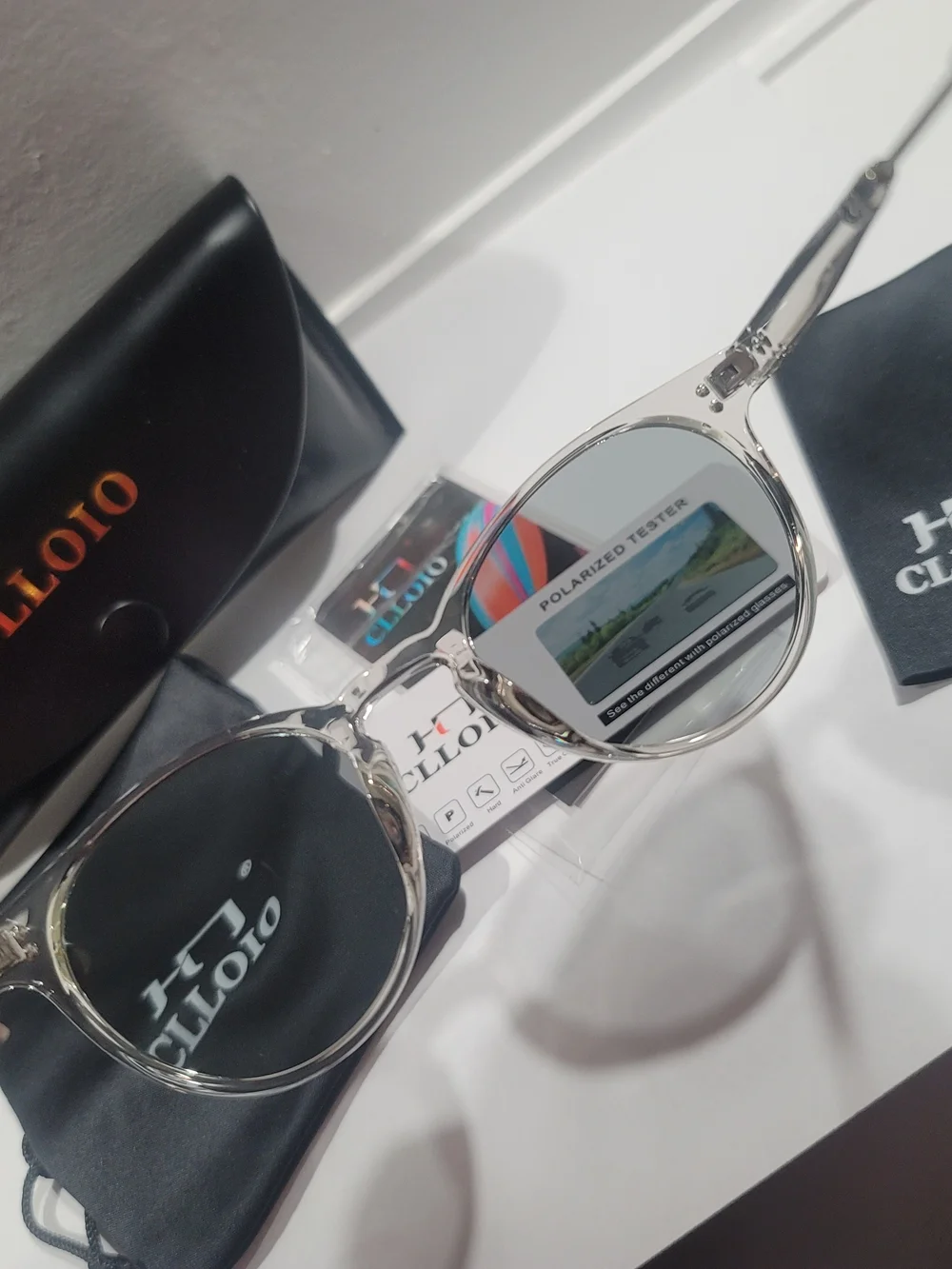 CLL0I0 Clear Smoke Frame Sunglasses with Grey Lenses